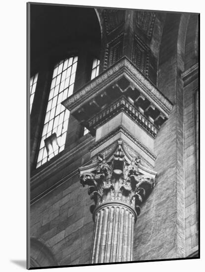 Ornate Classical Corinthian Column in Interior of Penn Station-Walker Evans-Mounted Photographic Print