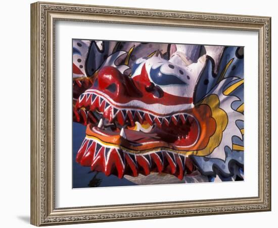 Ornate Detail of a Dragon Boat on the Willamette River, Rose Festival, Portland, Oregon, USA-Janis Miglavs-Framed Photographic Print