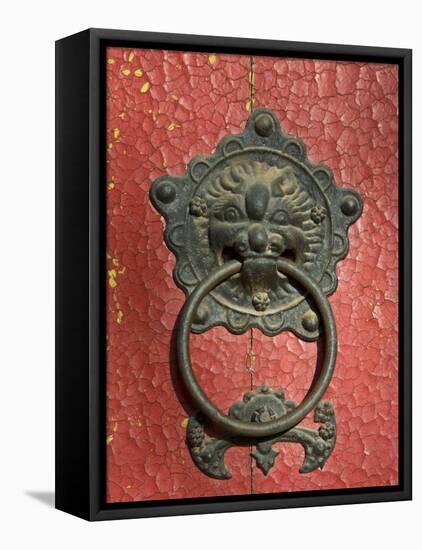 Ornate Detail on a Traditional Door in Simatai, China, Asia-John Woodworth-Framed Premier Image Canvas