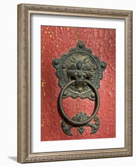 Ornate Detail on a Traditional Door in Simatai, China, Asia-John Woodworth-Framed Photographic Print