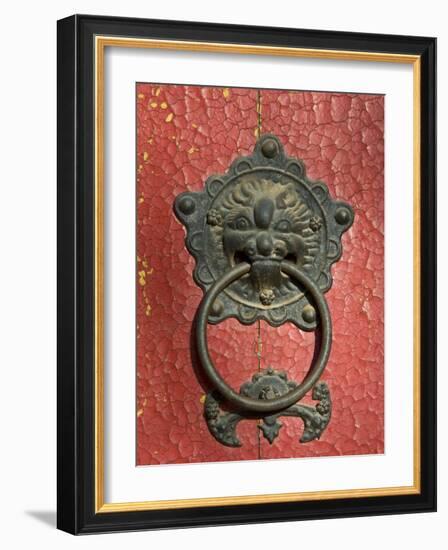 Ornate Detail on a Traditional Door in Simatai, China, Asia-John Woodworth-Framed Photographic Print