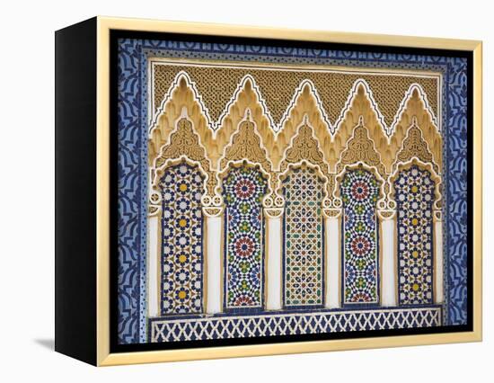 Ornate Detail With Coloured Tiles, Royal Palace, Fez-El-Jedid, Fez (Fes), Morocco, North Africa-null-Framed Premier Image Canvas