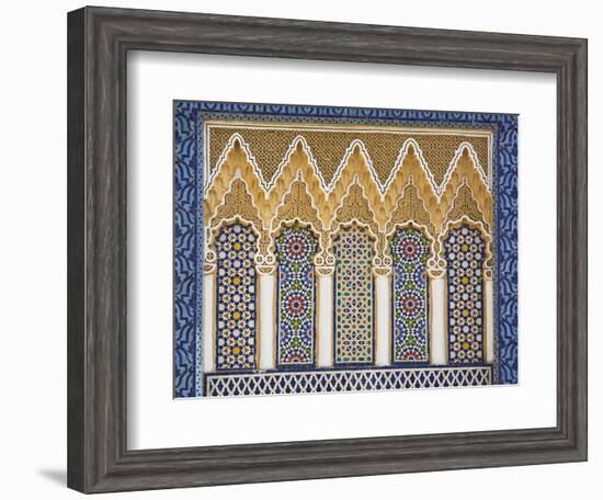 Ornate Detail With Coloured Tiles, Royal Palace, Fez-El-Jedid, Fez (Fes), Morocco, North Africa-null-Framed Photographic Print