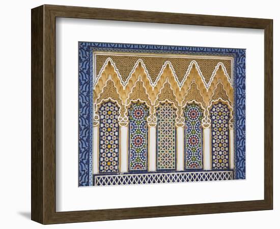 Ornate Detail With Coloured Tiles, Royal Palace, Fez-El-Jedid, Fez (Fes), Morocco, North Africa-null-Framed Photographic Print