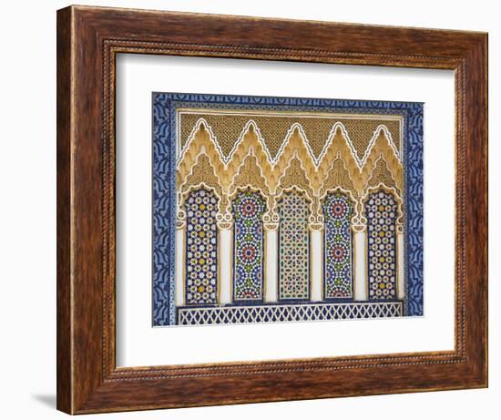 Ornate Detail With Coloured Tiles, Royal Palace, Fez-El-Jedid, Fez (Fes), Morocco, North Africa-null-Framed Photographic Print