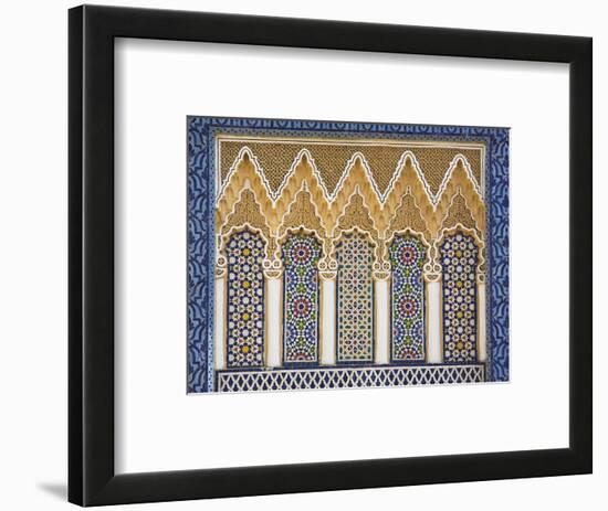 Ornate Detail With Coloured Tiles, Royal Palace, Fez-El-Jedid, Fez (Fes), Morocco, North Africa-null-Framed Photographic Print