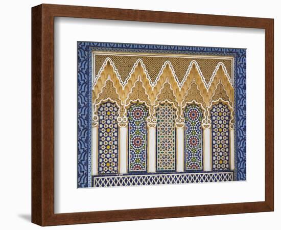 Ornate Detail With Coloured Tiles, Royal Palace, Fez-El-Jedid, Fez (Fes), Morocco, North Africa-null-Framed Photographic Print