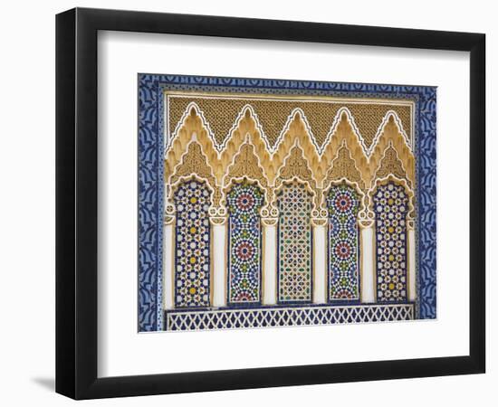 Ornate Detail With Coloured Tiles, Royal Palace, Fez-El-Jedid, Fez (Fes), Morocco, North Africa-null-Framed Photographic Print