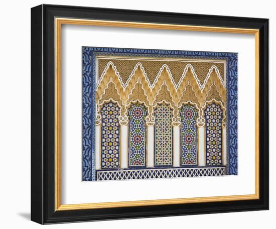 Ornate Detail With Coloured Tiles, Royal Palace, Fez-El-Jedid, Fez (Fes), Morocco, North Africa-null-Framed Photographic Print