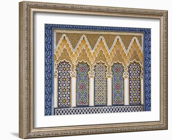 Ornate Detail With Coloured Tiles, Royal Palace, Fez-El-Jedid, Fez (Fes), Morocco, North Africa-null-Framed Photographic Print