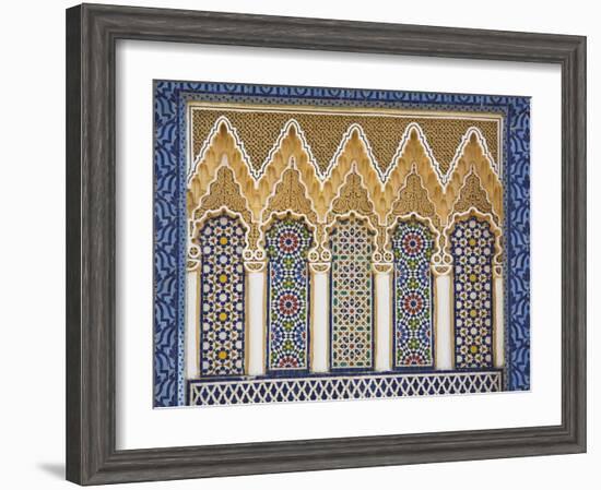 Ornate Detail With Coloured Tiles, Royal Palace, Fez-El-Jedid, Fez (Fes), Morocco, North Africa-null-Framed Photographic Print