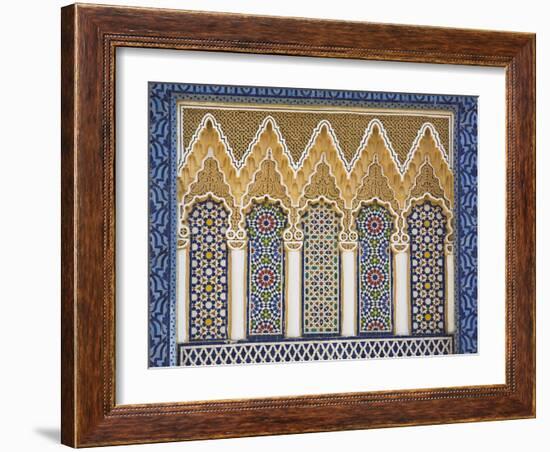 Ornate Detail With Coloured Tiles, Royal Palace, Fez-El-Jedid, Fez (Fes), Morocco, North Africa-null-Framed Photographic Print