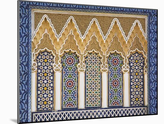 Ornate Detail With Coloured Tiles, Royal Palace, Fez-El-Jedid, Fez (Fes), Morocco, North Africa-null-Mounted Photographic Print