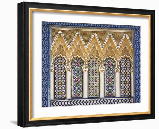 Ornate Detail With Coloured Tiles, Royal Palace, Fez-El-Jedid, Fez (Fes), Morocco, North Africa-null-Framed Photographic Print