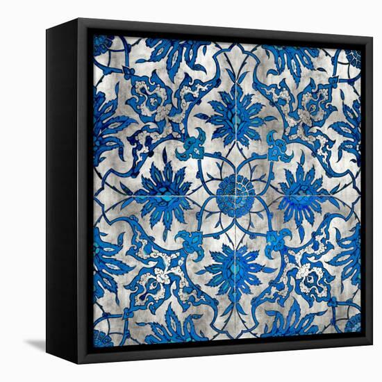 Ornate In Silver and Blue-Ellie Roberts-Framed Stretched Canvas