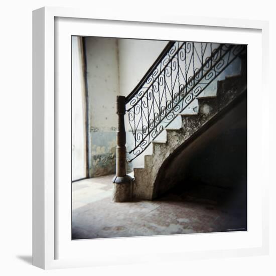 Ornate Ironwork on Stairs, Cienfuegos, Cuba, West Indies, Central America-Lee Frost-Framed Photographic Print