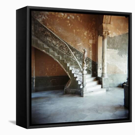 Ornate Marble Staircase in Apartment Building, Havana, Cuba, West Indies, Central America-Lee Frost-Framed Premier Image Canvas