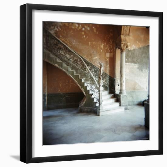 Ornate Marble Staircase in Apartment Building, Havana, Cuba, West Indies, Central America-Lee Frost-Framed Photographic Print