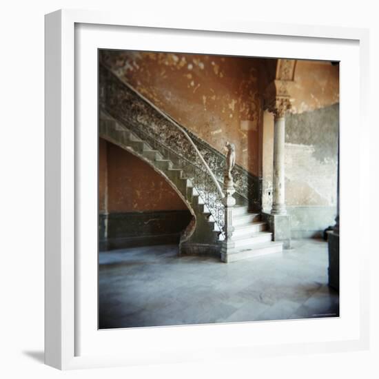 Ornate Marble Staircase in Apartment Building, Havana, Cuba, West Indies, Central America-Lee Frost-Framed Photographic Print