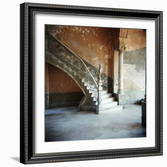 Ornate Marble Staircase in Apartment Building, Havana, Cuba, West Indies, Central America-Lee Frost-Framed Photographic Print