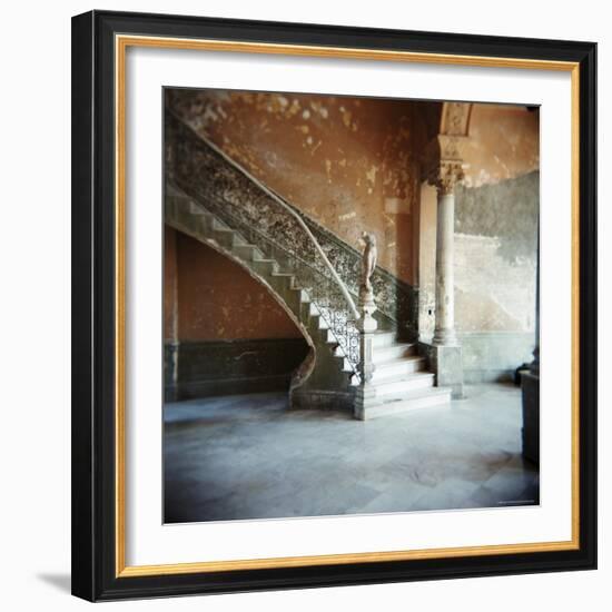 Ornate Marble Staircase in Apartment Building, Havana, Cuba, West Indies, Central America-Lee Frost-Framed Photographic Print