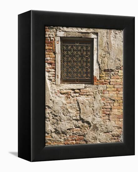 Ornate Metalwork Window Covering Along Side Street, Venice, Italy-Dennis Flaherty-Framed Premier Image Canvas