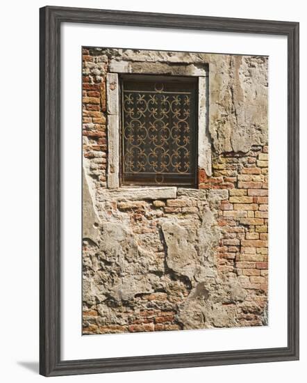 Ornate Metalwork Window Covering Along Side Street, Venice, Italy-Dennis Flaherty-Framed Photographic Print