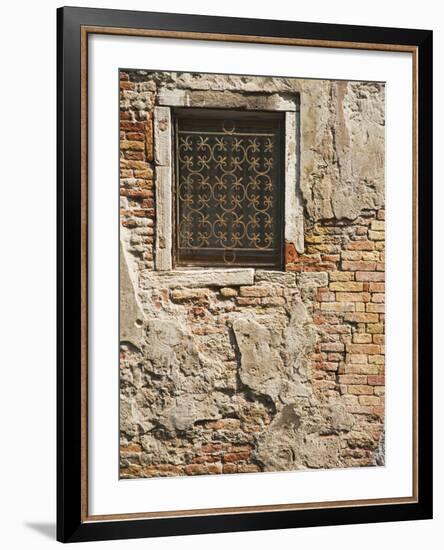 Ornate Metalwork Window Covering Along Side Street, Venice, Italy-Dennis Flaherty-Framed Photographic Print