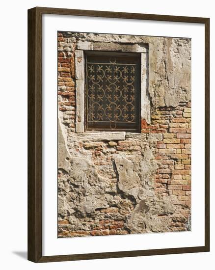 Ornate Metalwork Window Covering Along Side Street, Venice, Italy-Dennis Flaherty-Framed Photographic Print