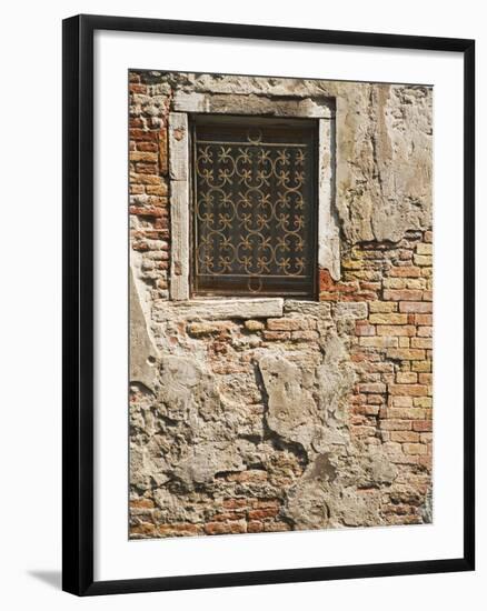 Ornate Metalwork Window Covering Along Side Street, Venice, Italy-Dennis Flaherty-Framed Photographic Print