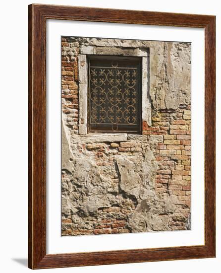 Ornate Metalwork Window Covering Along Side Street, Venice, Italy-Dennis Flaherty-Framed Photographic Print