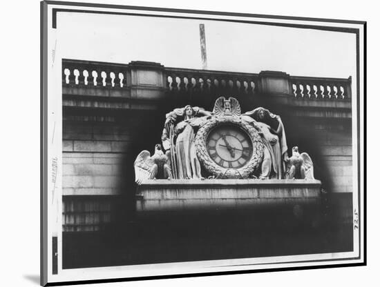 Ornate Sculptural Exterior Clock on Neo Classical Facade of Penn Station, Soon to Be Demolished-Walker Evans-Mounted Photographic Print