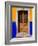 Ornate Wooden Door on Colorful Wall, Guanajuato, Mexico-Julie Eggers-Framed Photographic Print