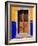 Ornate Wooden Door on Colorful Wall, Guanajuato, Mexico-Julie Eggers-Framed Photographic Print