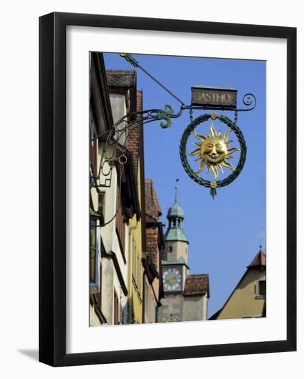 Ornate Wrought Iron Shop Sign Advertising a Gasthof, Rothenburg Ob Der Tauber, Bavaria-Gary Cook-Framed Photographic Print