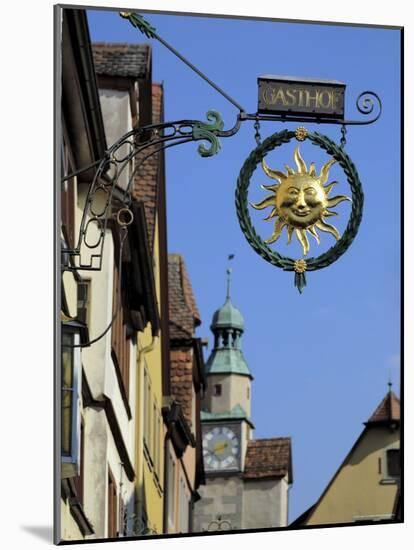 Ornate Wrought Iron Shop Sign Advertising a Gasthof, Rothenburg Ob Der Tauber, Bavaria-Gary Cook-Mounted Photographic Print