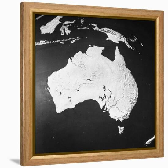 Orographical Map of Australia-null-Framed Premier Image Canvas