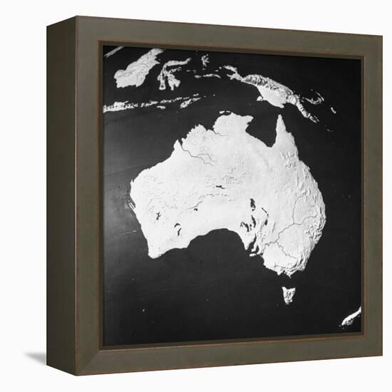 Orographical Map of Australia-null-Framed Premier Image Canvas