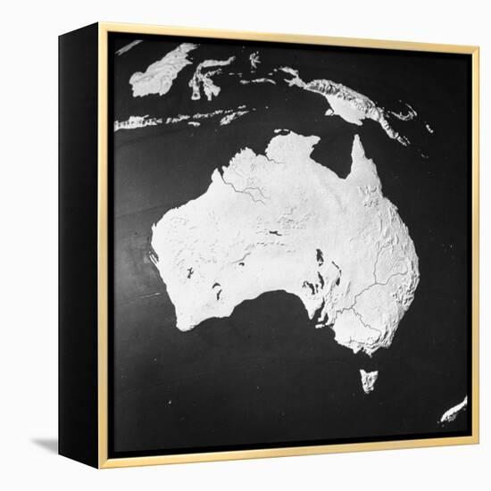 Orographical Map of Australia-null-Framed Premier Image Canvas