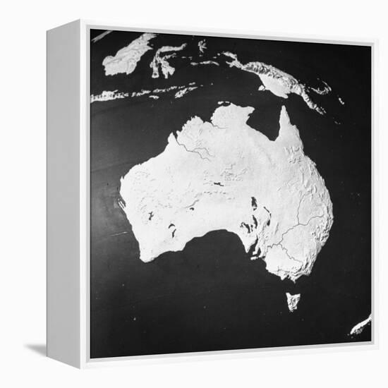 Orographical Map of Australia-null-Framed Premier Image Canvas