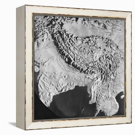 Orographical Map of Tibet and Mt. Everest-null-Framed Premier Image Canvas