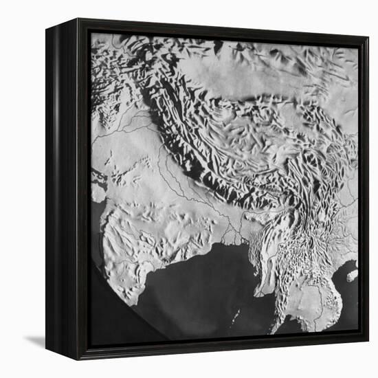 Orographical Map of Tibet and Mt. Everest-null-Framed Premier Image Canvas