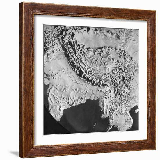 Orographical Map of Tibet and Mt. Everest-null-Framed Photographic Print