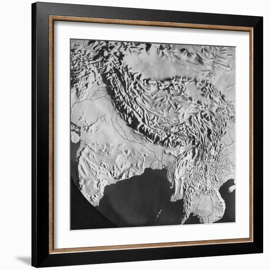 Orographical Map of Tibet and Mt. Everest-null-Framed Photographic Print