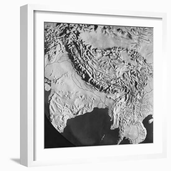 Orographical Map of Tibet and Mt. Everest-null-Framed Photographic Print