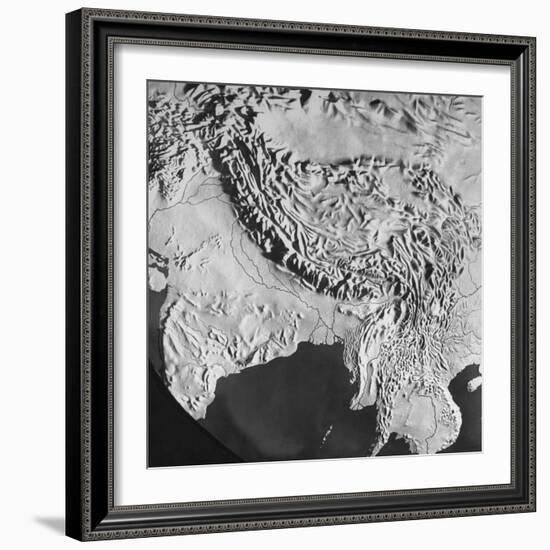 Orographical Map of Tibet and Mt. Everest-null-Framed Photographic Print