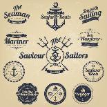 Set of Vintage Retro Nautical Badges and Labels-Oros Gabor-Mounted Art Print