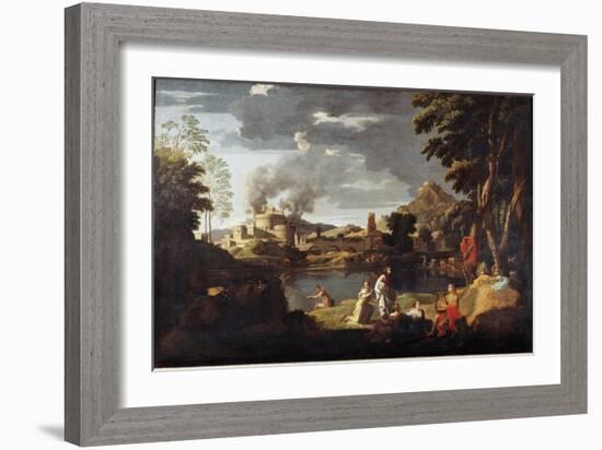 Orphee and Eurydice - Oil on Canvas, 17Th Century-Nicolas Poussin-Framed Giclee Print