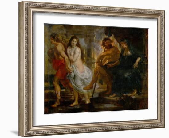 Orpheus and Euridice with Pluto and Proserpina, Painted for the Torre De La Parada-Peter Paul Rubens-Framed Giclee Print