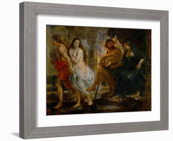 Orpheus and Euridice with Pluto and Proserpina, Painted for the Torre De La Parada-Peter Paul Rubens-Framed Giclee Print